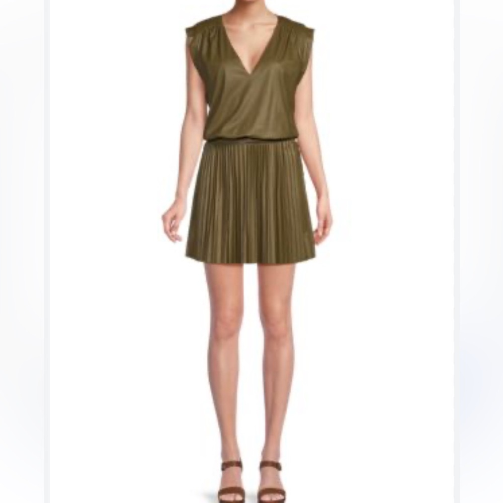 NWT Ramy Brook Effie Pleated Mini Dress in Clover | 16